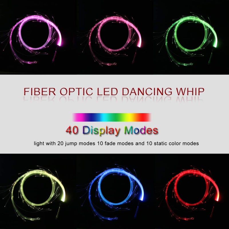 AKEPO Fiber Optic Whip, LED Whip Lights Space Dancing Party Rave Toy 10 Colors 40 Effect Modes for Music Festivals Art Light Shows Stage Carnival - Image 3